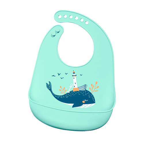 Children's silicone bib baby three-dimensional rice pocket baby waterproof no-wash bib super soft saliva pocket saliva towel wholesale