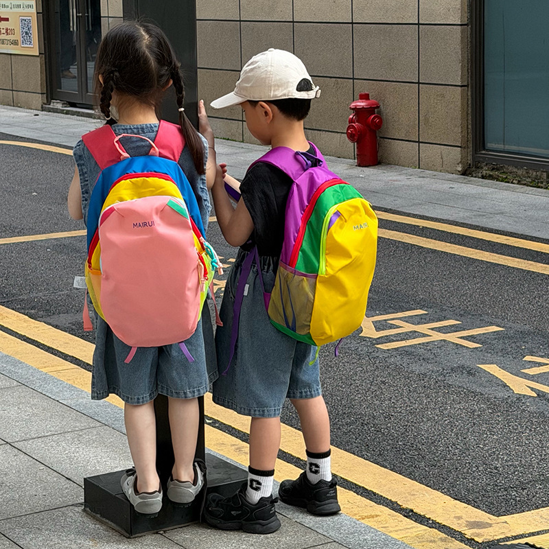 Mochila de dopamina de color contraste para niños y niñas, mochila escolar de gran capacidad, nuevo paquete de montaña infantil transfronterizo