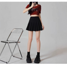 黑色百褶短裙女春夏季2025新款高腰显瘦防走光jk半身裙子A字裙女