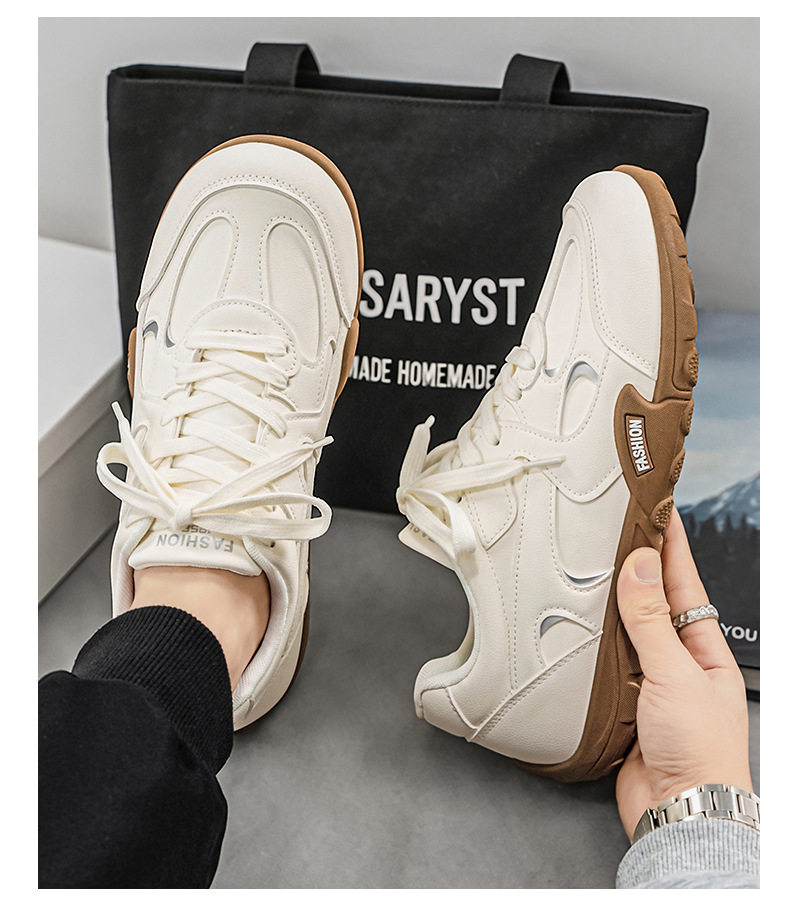 Giày sneaker nam cổ thấp nhẹ nhàng, mũi tròn, dây buộc phía trước, phong cách tối giản — KR 226m Trắng, KR226 xanh vàng chi tiết 17