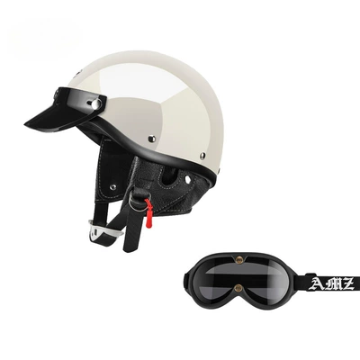 Motosiklet dəbilqələri – Men's Japanese Style Retro Cruise - xs-glossy-white-black-new-goggles-free-shipping-by-sf-express