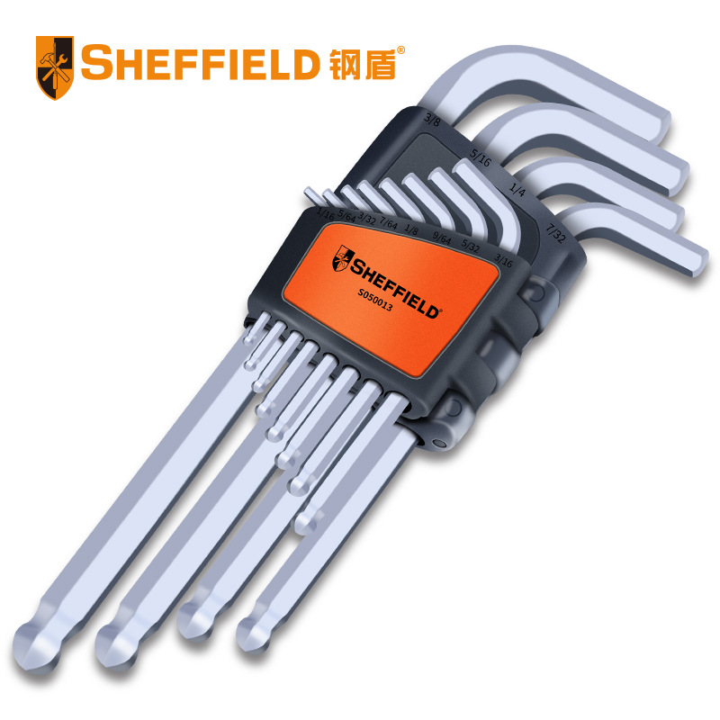 钢盾(SHEFFIELD)S050013内六角扳手12件套英制加长球头内六角扳手