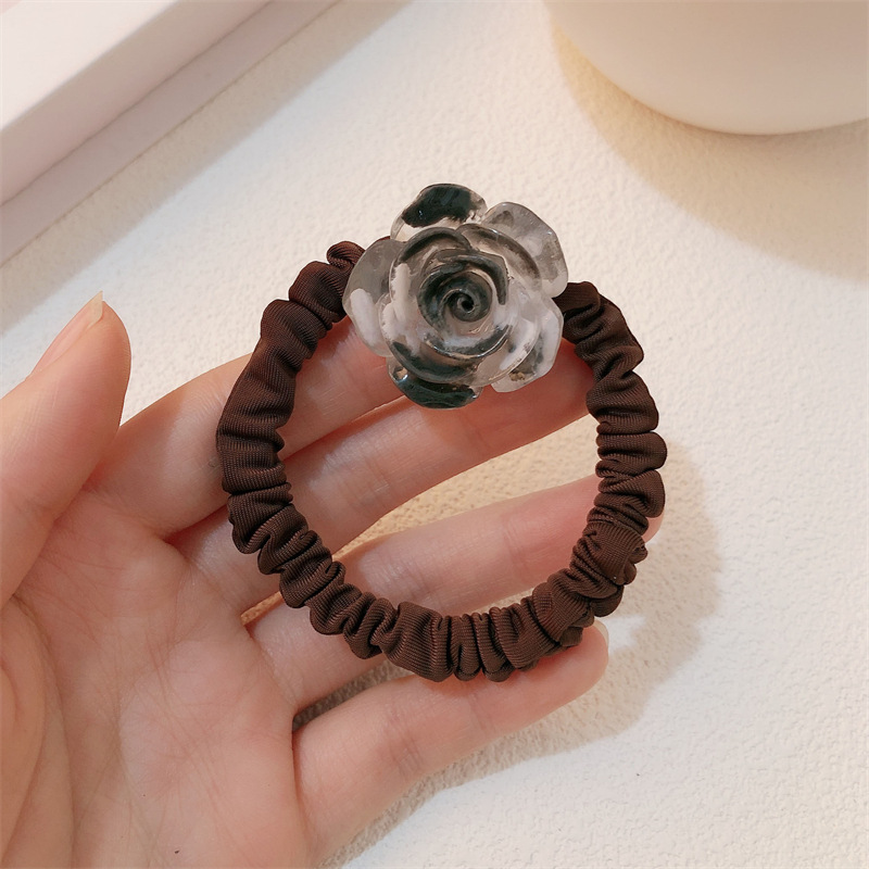 Camellia original anillo de pelo intestino delgado temperamento flor de la niña cuerda de cabeza de banda de goma de alta elasticidad cuerda de pelo universal adornos para el pelo