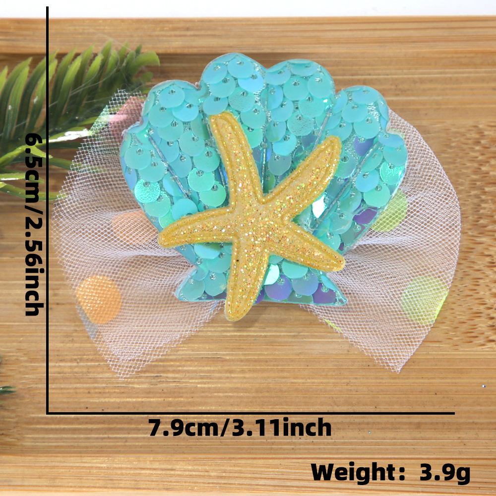 Cartoon shell starfish clip de pelo tema mar decoración de fiesta de cumpleaños clip de pelo borde clip de sequela clip de pelo
