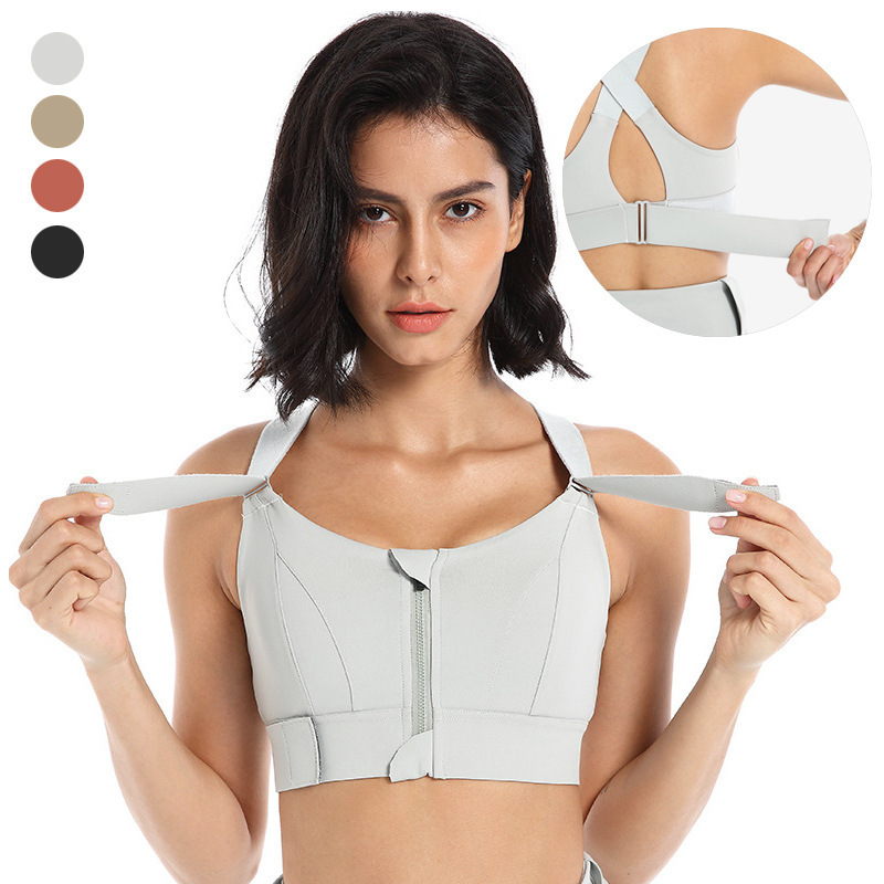 High-strength sports underwear for women chubby girl shockproof push-up running big chest plus size vest height support bra cross-border