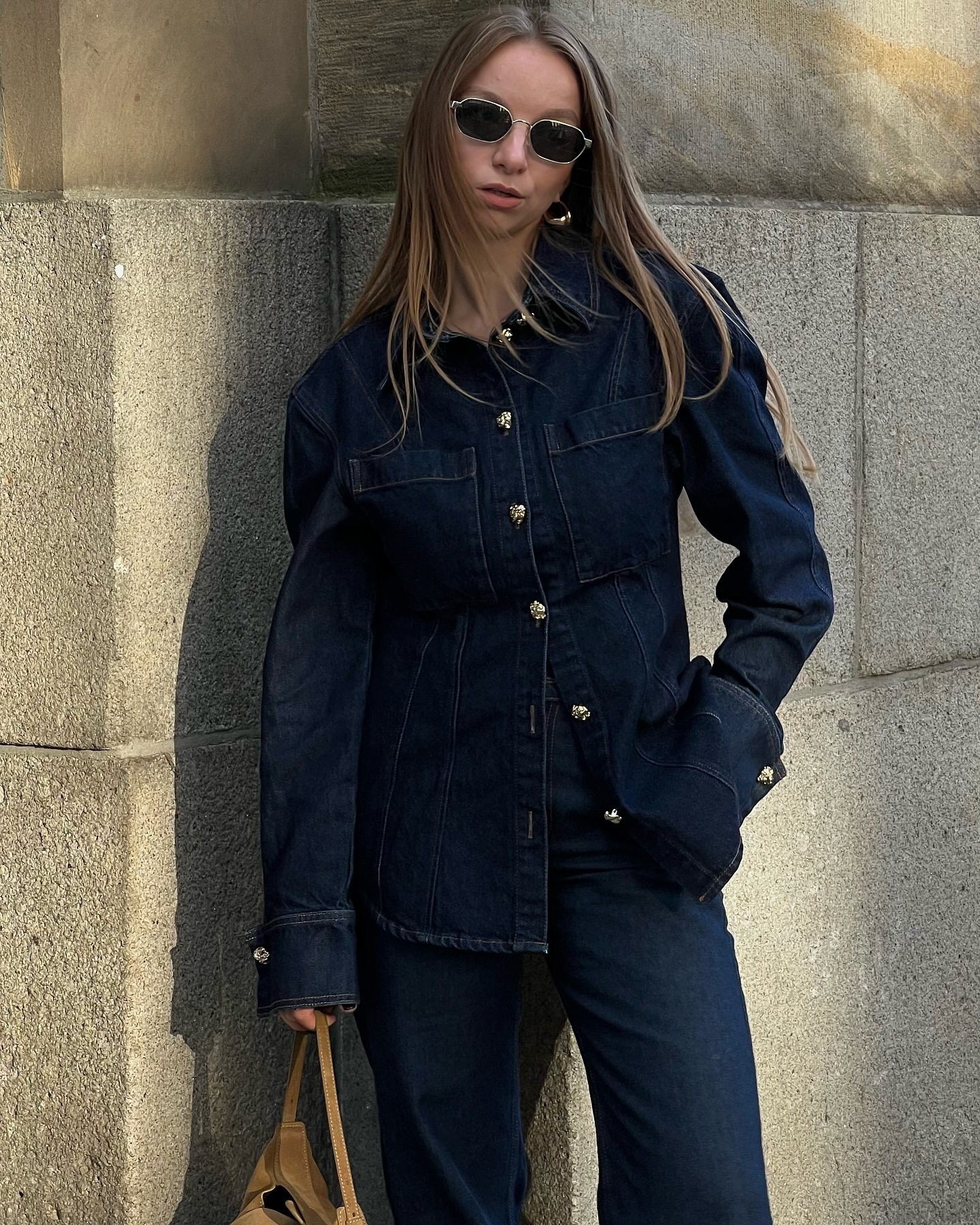 Women's Lapel Denim Shirt And Trousers Set European And American Style Spring New Clothing Cross Border 2025_ecoleips.com