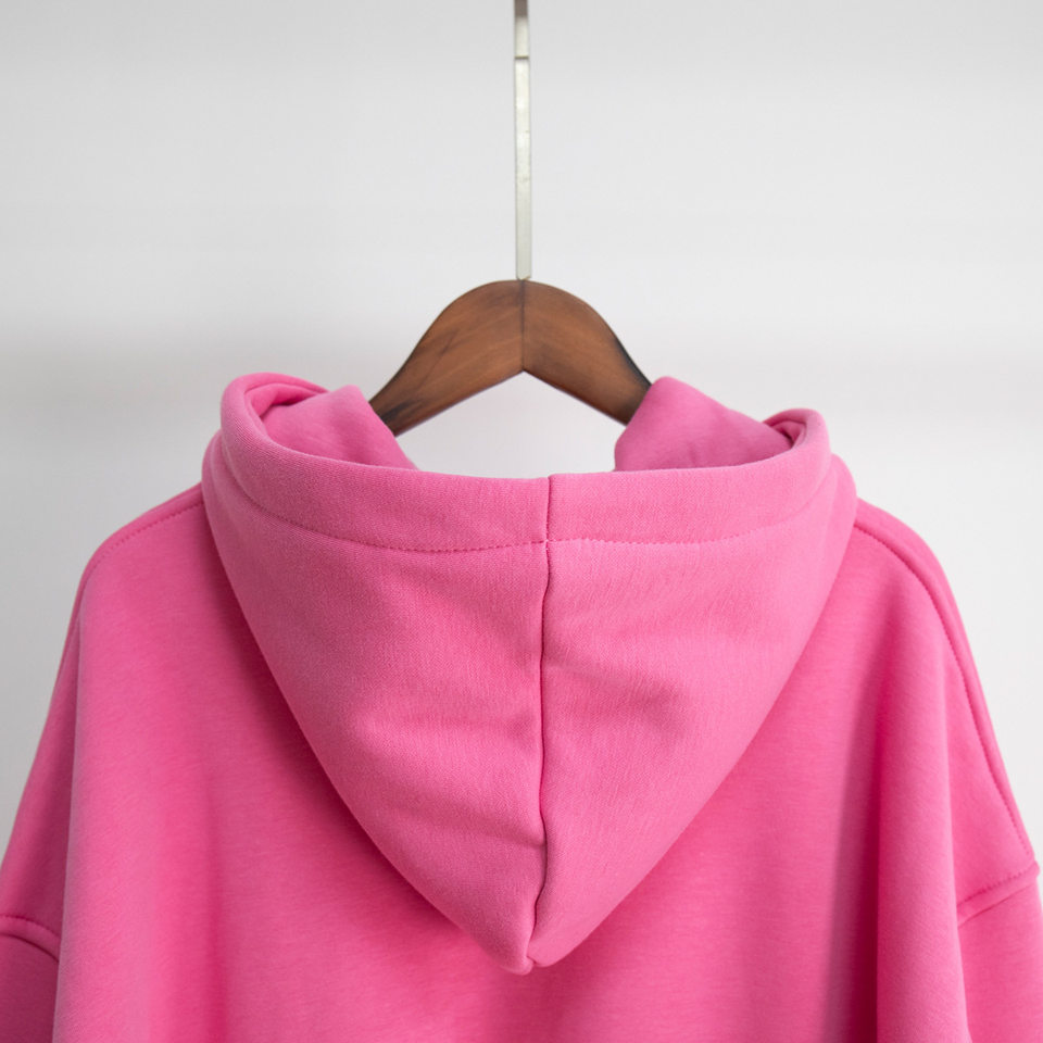 Áo hoodie nỉ lông dáng rộng có mũ và túi, tay dài, dáng unisex — Màu cà phê, Màu hồng, Màu xám, Màu đen chi tiết 18