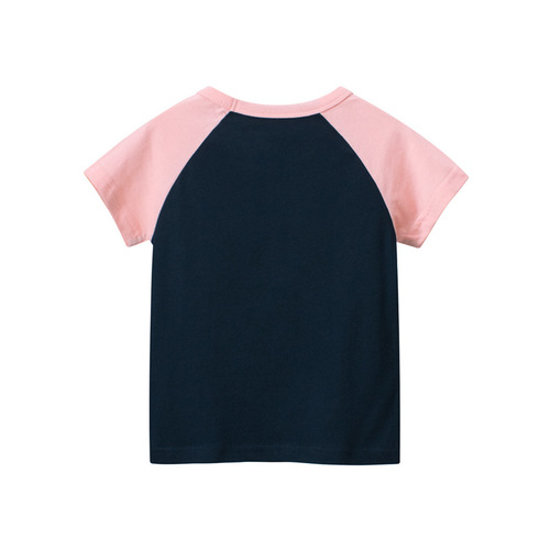 2024夏款韩版童装女童字母短袖T恤儿童卡通服装宝宝衣服一件代发