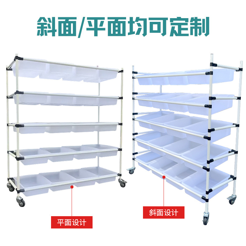 电商拣货车仓库斜面分拣配货车精益管多层工具车快递拣货手推E18