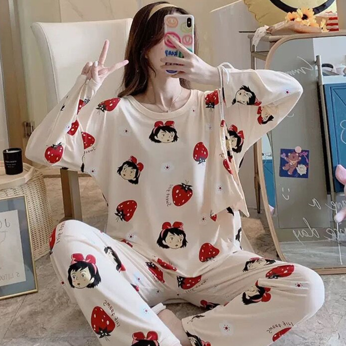 Pijamas de manga larga de las mujeres de primavera y otoño más tamaño pijamas de verano de las mujeres ropa de abrigo estilo coreano pijamas de las mujeres más tamaño traje de desgaste para el hogar image 42