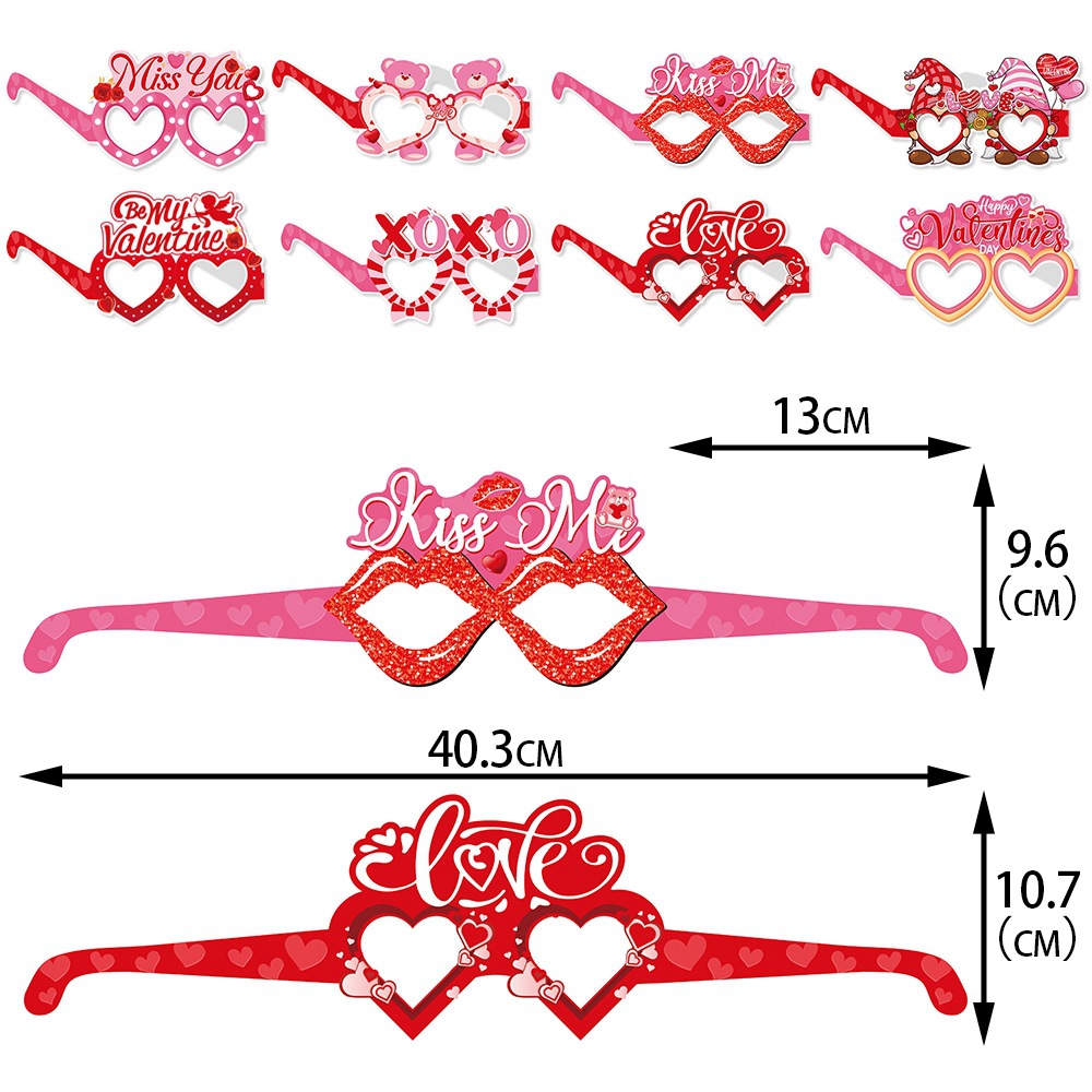 Nueva decoración de fiesta de San Valentín gafas de papel propuesta de boda atmósfera decoración extraña gafas accesorios de fotografía
