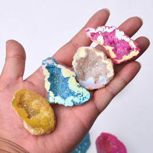 Factory Direct electroplating color Agate cave original stone gravel size block crystal mineral specimen original stone fragrant aromatherapy Stone
