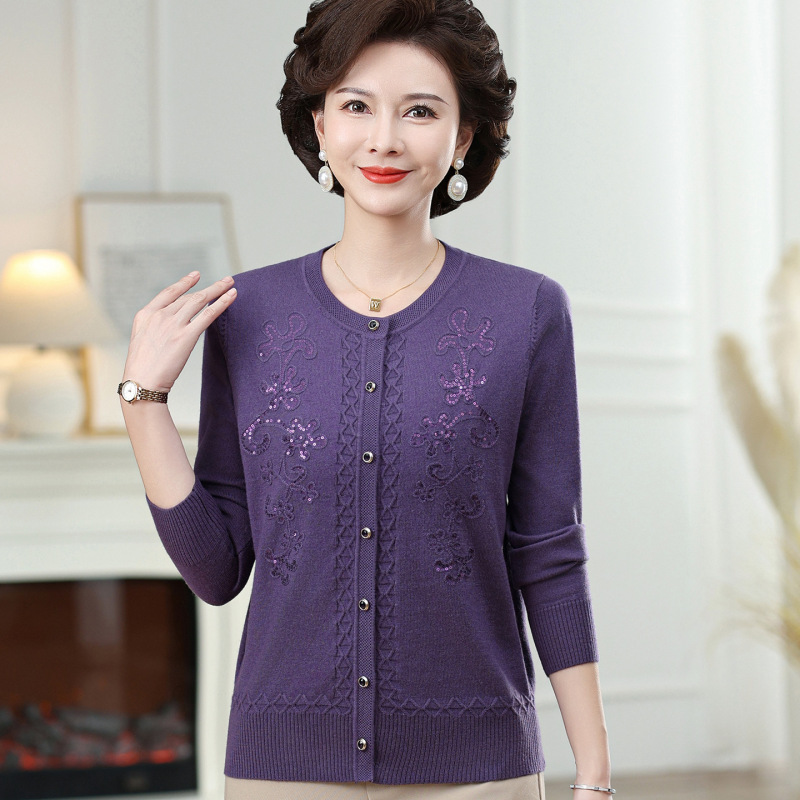 2025 Spring and Autum New High-End Outwears for Women, Stylish Tops for Mothers, Thin Sweaters, Wedding Banquet Dresses for Mother-In-Law