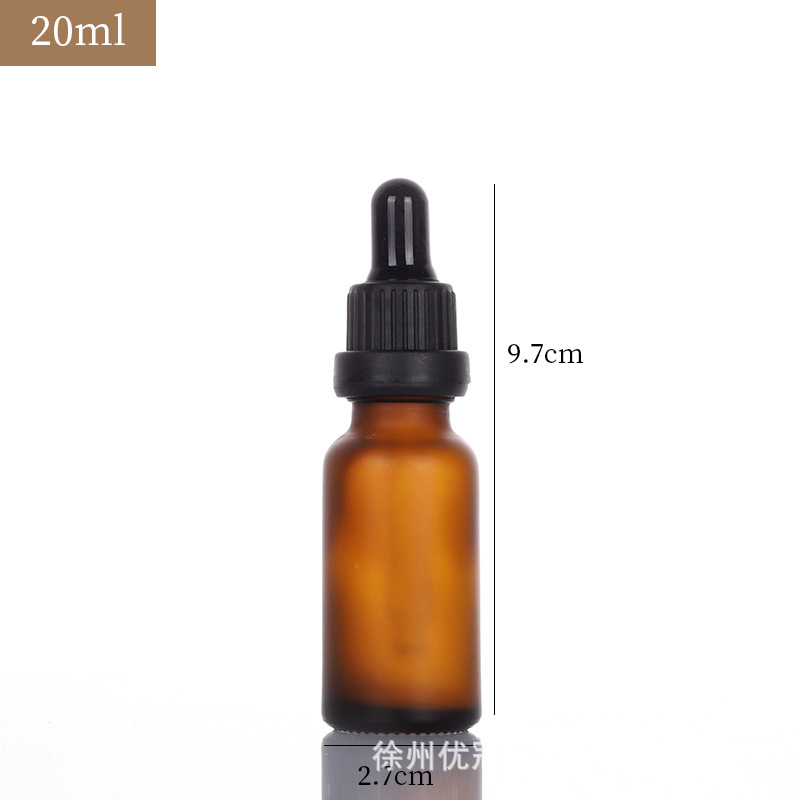 Botella de esencia cosmética portátil a prueba de luz marrón Botella de aceite esencial de vidrio esmerilado sellado cuentagotas