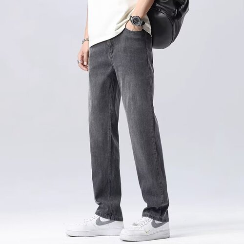 Men's Tencel Jeans 2025 Summer Thin Loose American Retro Straight Leg Cool Casual Business Long Pants