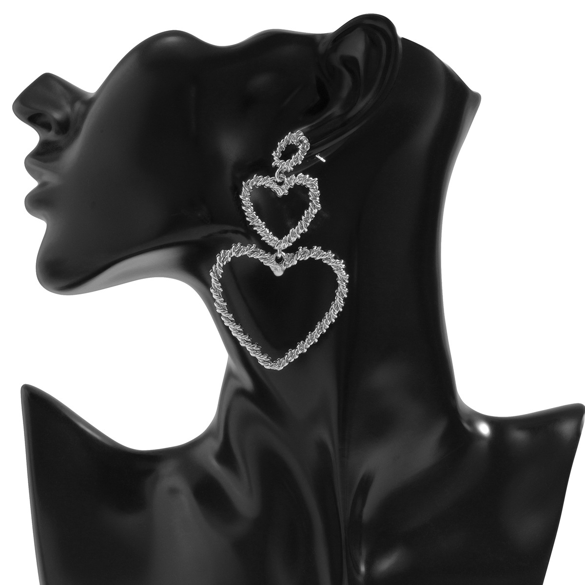 Retro Hollow Geometric Long Thread Heart-shaped Tassel Earrings display picture 6