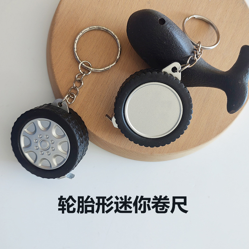 工場直送1Mタイヤ型ミニ巻尺ギフト定規、メートル法とインチ法のキーホルダー巻尺|undefined