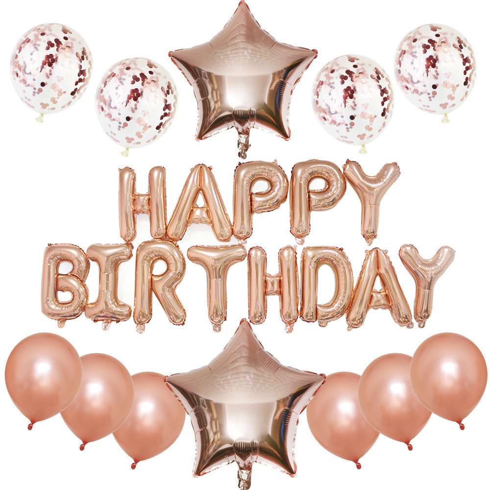 25 unids transfronteriza especial para Feliz cumpleaños traje de globo de aluminio fiesta de cumpleaños decoración arreglo suministros Bola de lentejuelas