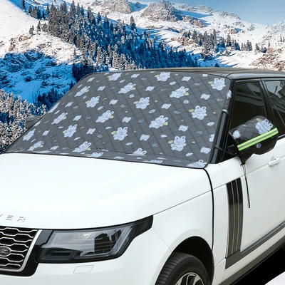 Car Snow Cover, Front Windshield Frost Protection, Anti-Freeze, Heat Insulation, Sunshade, Cartoon Sunshade, Car Cover, Winter (Car snow shield) - upgraded-magnetic-cartoon-thickened-large-size-snow-shield