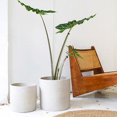 Creative personality cement floor-standing flowerpot large round breathable Nordic simple living room home tree planting pot