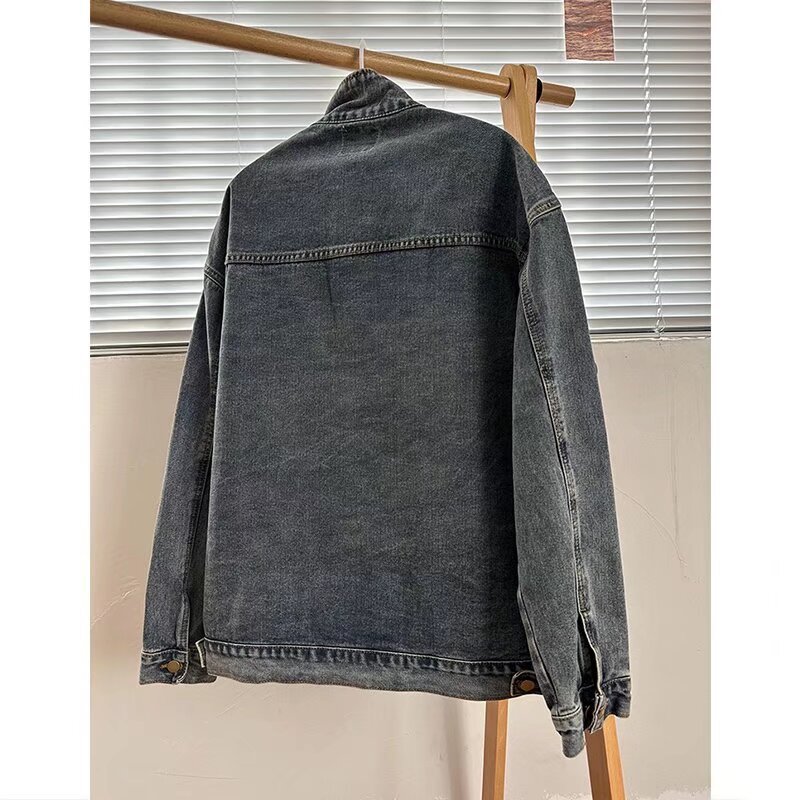 Washed Denim Jacket For Men, Stylish Casual Jacket, Loose Workwear Top_voghion.com