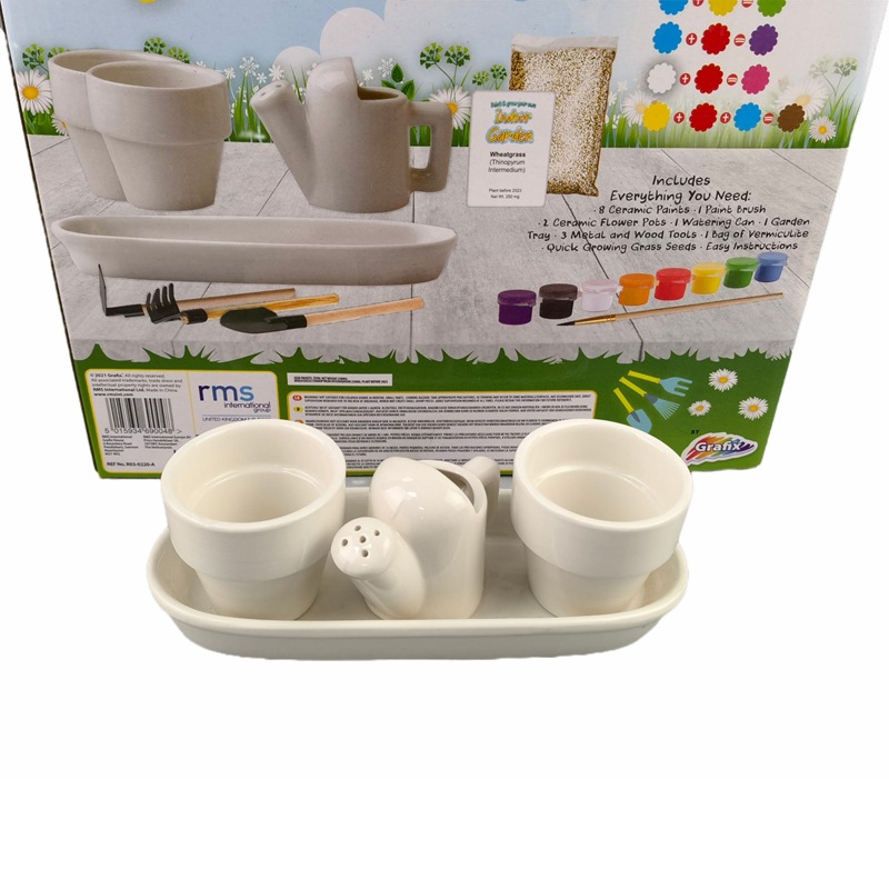 Creatividad transfronteriza DIY pintado yeso pintado estereoscópico maceta de flores para niños juguetes de graffiti dibujos para niños pequeños blanco