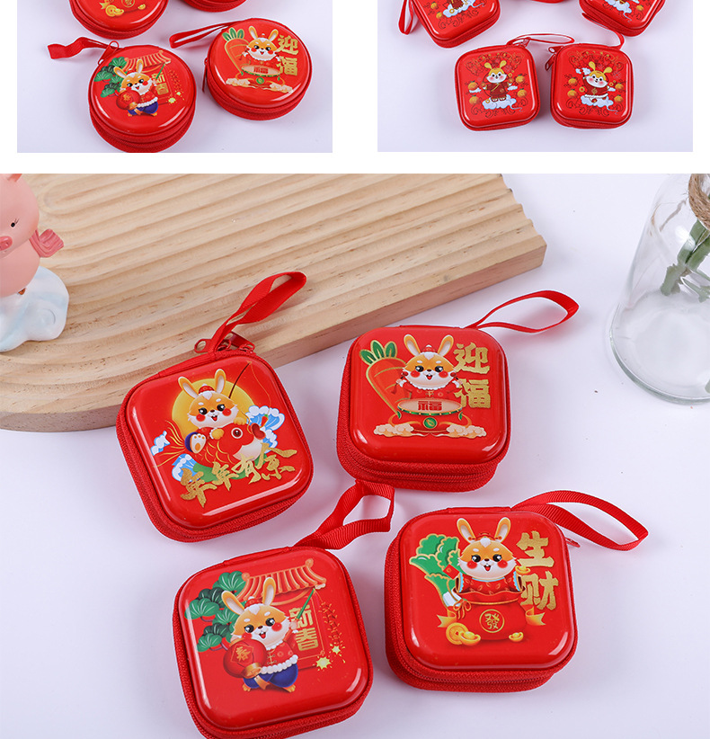 30g Weight Zipper Closure Type Kid'S Rabbit Christmas Tree Santa Claus Tinplate Zipper Coin Purses