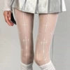 Cross flower fishnet stockings white