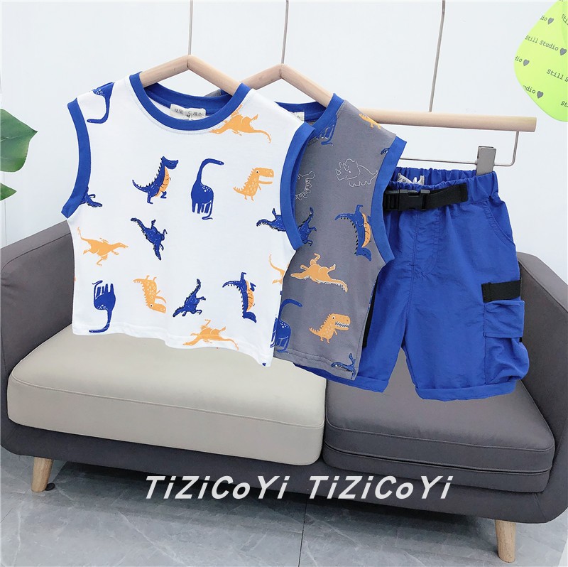 Boys vest 2021 summer new pattern Thin section Sleeveless T-shirt vest children motion jacket