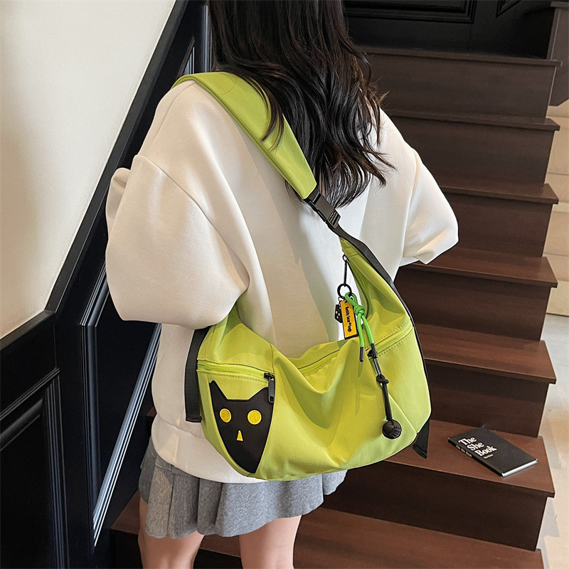 Children's New Lazy Style One-Shoulder Female Student Korean Ins Trendy Cute Cartoon Cat Large Capacity Shopping Bag