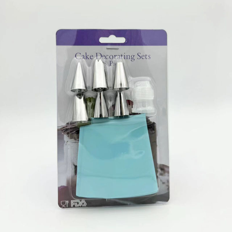 6-Piece Stainless Steel Piping Nozzle Set with Piping Bag Adapter, Cookie and Puff Pastry Decorating Baking Tools