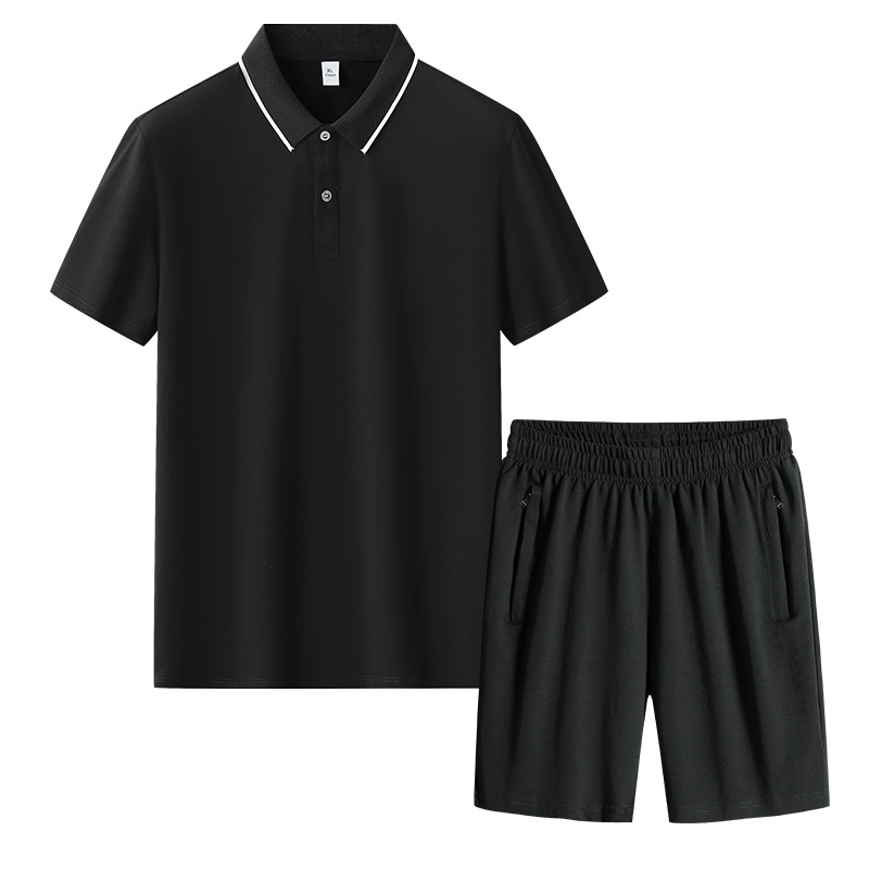 Papa de verano mangas cortas polo camiseta hombre casual de mediana edad pantalones cortos deportivos hombre sueltos abuelo dos piezas set