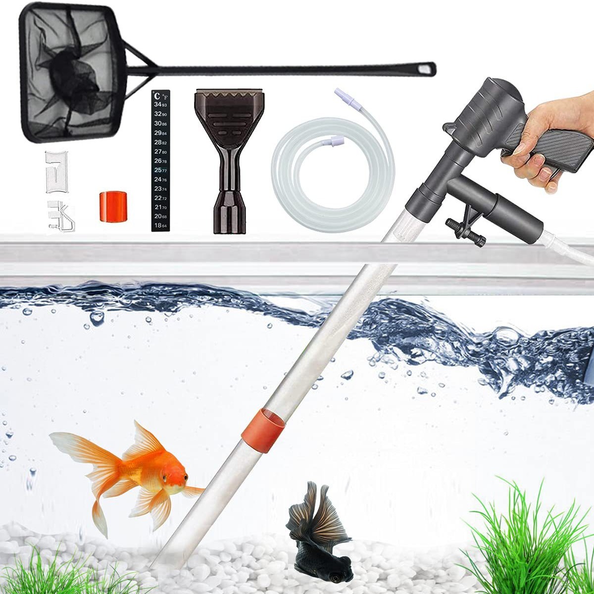Cambiador de Agua y Limpiador de Arena, Neumático, Semiautomático