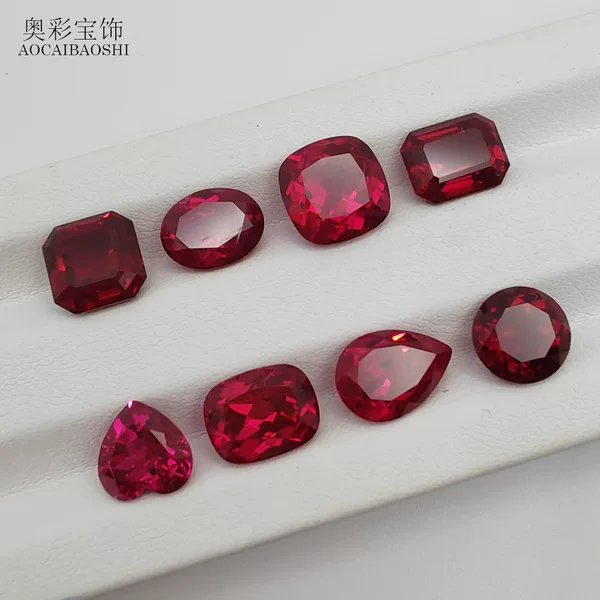 Aocai Precious Gemstones Pigeon Blood Ruby Loose Stone Tila Method Cultivation Factory Wholesale Jewelry Main Stone Agl Certification