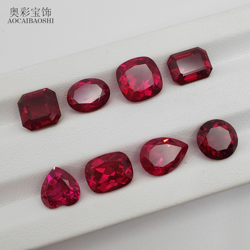 Aocai Precious Gemstones Pigeon Blood Ruby Loose Stone Tila Method Cultivation Factory Wholesale Jewelry Main Stone Agl Certification