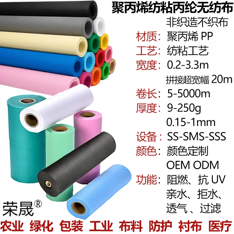 跨境供应PP丙纶纺粘无纺布农用防寒防草家具家纺包装彩色无纺布料