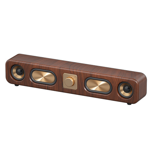 Retro wireless Bluetooth speaker large speaker accent low wooden strip card desktop audio radio E3404