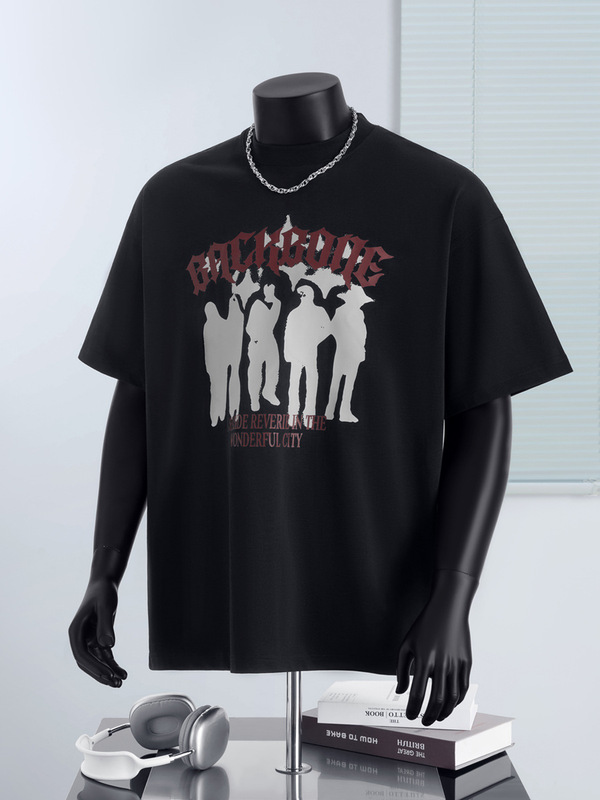 メンズヘビーウェイト新疆綿アメリカンストリートレトロ個性半袖Tシャツ夏ルーズで多用途な女性用トップス|undefined