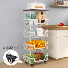 キッチン用厚みのある果物と野菜の収納ラック、多機能収納ラック、多層収納ラック、床置き式小型カート収納ラック