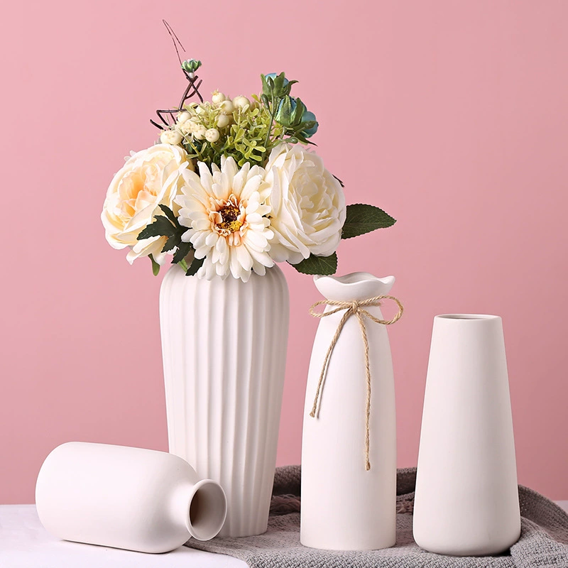 Белая простая большая ваза керамическая гидратация Скандинавский современный креативный дом гостиная сушеный цветок упорядочить декоративные маленькие украшения