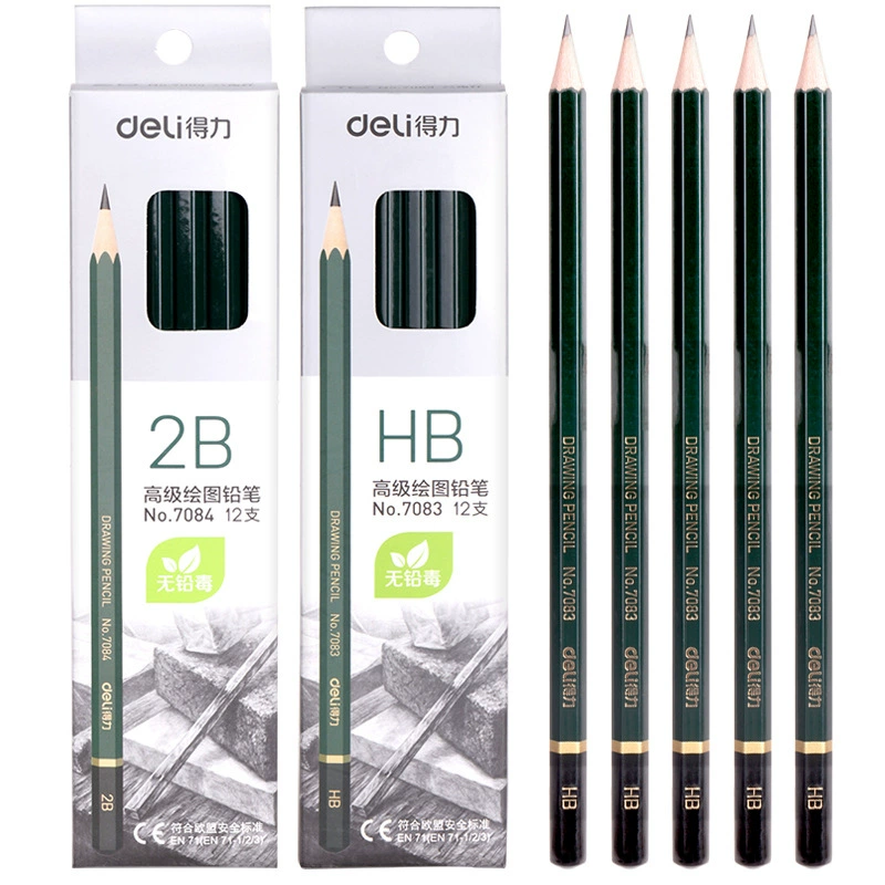 Deli 7082/7083/7084 карандаши HB/2B/2H для живописи, деревянный шестиугольный студенческий набор