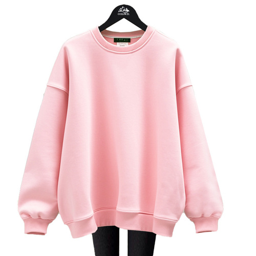 Solid color top, round collar, regular style, velvet thick sweater, autumn and winter hot style, men and women, same style