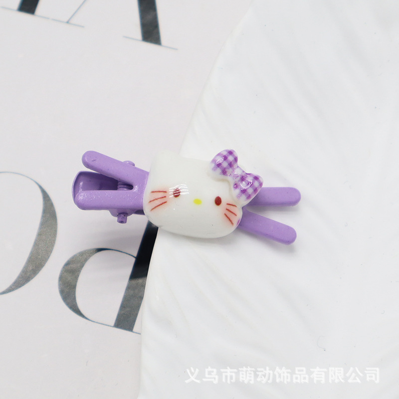 나비 리본 고양이 머리핀 (보라색)