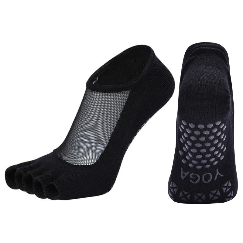 Calcetines de Yoga de Cinco Dedos para Mujer de Algodón, Antideslizante, Absorbente de Sudor, para Yoga