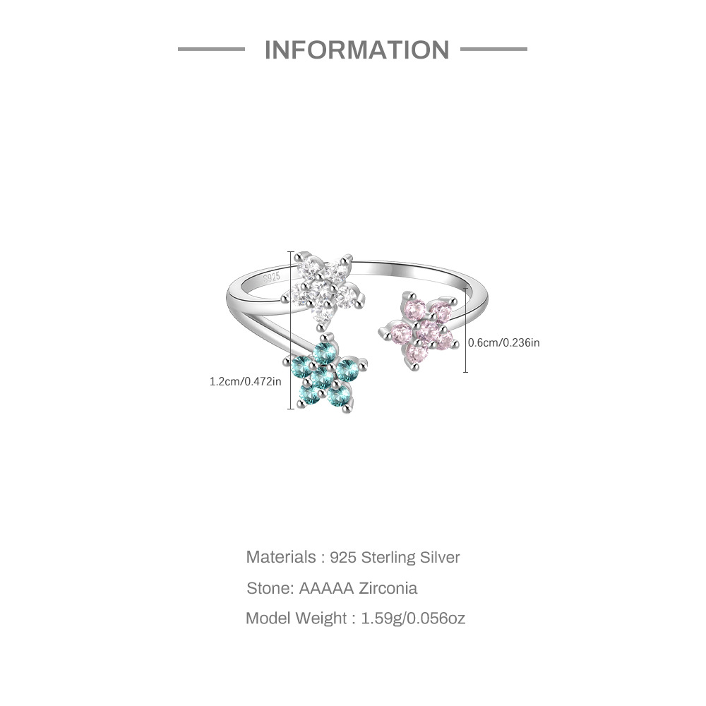 4g Weight Zircon Inlay Material Open Rings Classification Adjustable Ring Size 1 Piece Quantity Daily Occasion 925 Sterling Silver Material Geometric Pattern Women's Gender Plating, Inlay Design Simple Style Style 925 Sterling Silver Zircon Geometric Open Rings 3