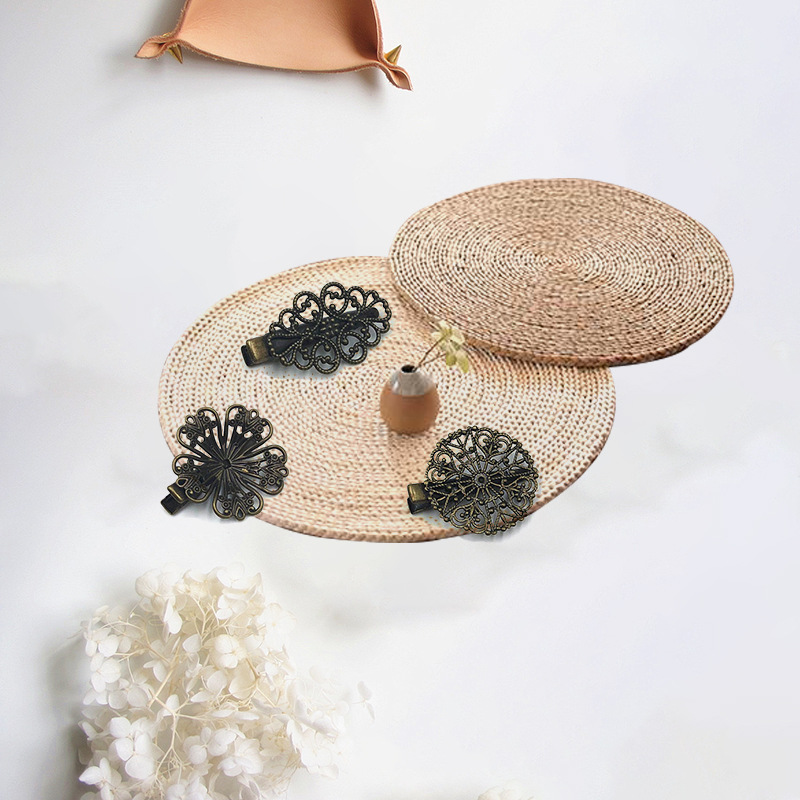 Antique bronze color small duckbill hair clip, side clip bangs clip, dragonfly butterfly flower feather coiled hair metal hair pin