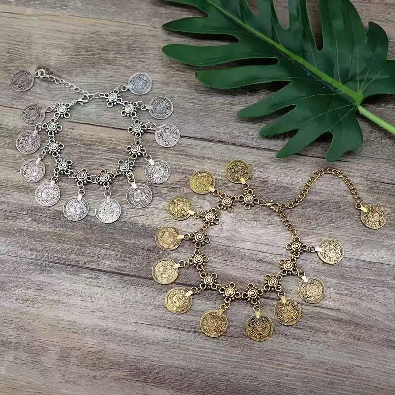 Bohemian Anklet, Retro Tassel Coin, Ethnic Style Bracelet Jewelry, Cool Fairy Style Exotic Costume Accessories Bohemian Anklet, Retro Tassel Coin, Ethnic Style Bracelet Jewelry, Cool Fairy Style Exotic Costume Accessories