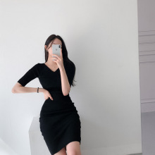 性感连衣裙韩国日系小香风韩版中长款赫本风复古打底包臀欧美仙女