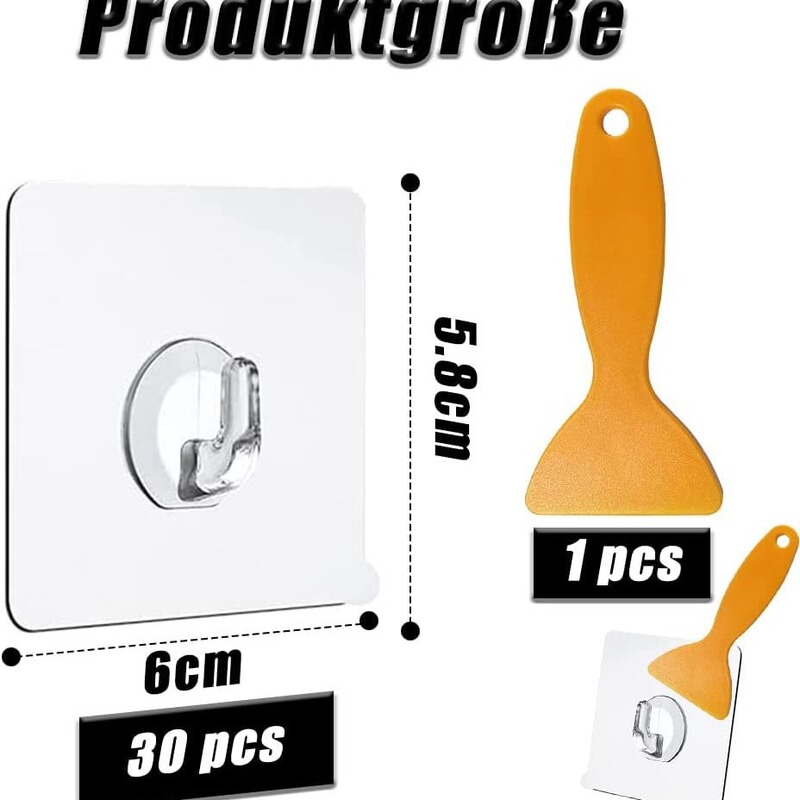 Acrylic Horn Hook, Punch-Free Strong Self-Adhesive Transparent Hook, Kitchen Bathroom Door Rear Storage Hook