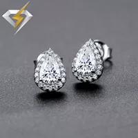 Серьги с бриллиантами Mossan 1 карат Каплевидные Mossan Micro Inlay Multi-Diamond Роскошная инкрустация Легкие Роскошные серьги S925 Покрытие серебром